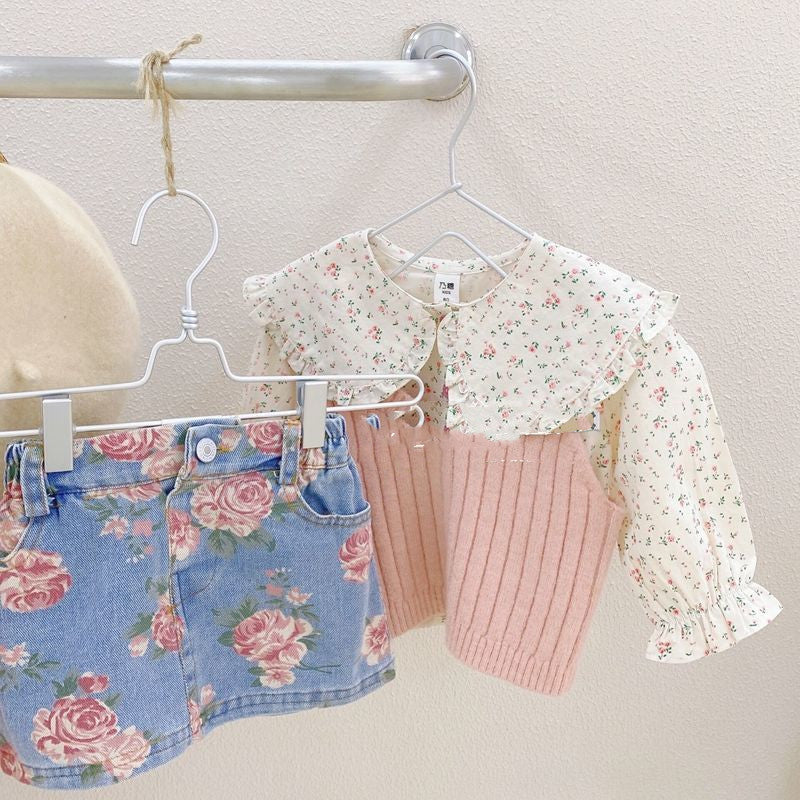 Baby's Canela's Roses Denim Skirt