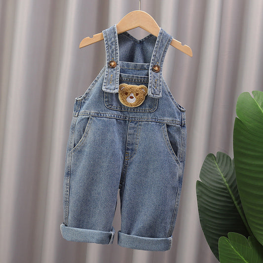 Baby's Canela's Retro Cartoon Denim Overalls